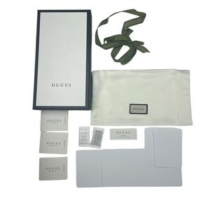 Gucci Empty Gift Storage Box Wallet Dustbag Booklets Ribbon 9” x 4 3/4” x 1 1/2”
